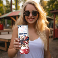 Custom USA Rugby Skinny Tumbler Powerful Eagle Grunge Brush Style - White - Wonder Print Shop