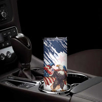 Custom USA Rugby Skinny Tumbler Powerful Eagle Grunge Brush Style - White - Wonder Print Shop