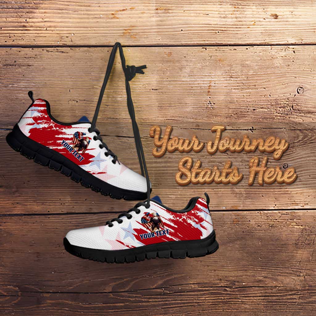 Personalized USA Rugby Sneakers Powerful Eagle Grunge Brush Style - White - Wonder Print Shop