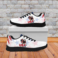 Personalized USA Rugby Sneakers Powerful Eagle Grunge Brush Style - White - Wonder Print Shop