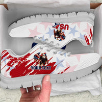 Personalized USA Rugby Sneakers Powerful Eagle Grunge Brush Style - White - Wonder Print Shop