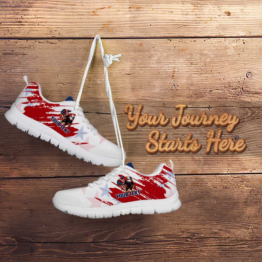 Personalized USA Rugby Sneakers Powerful Eagle Grunge Brush Style - White - Wonder Print Shop