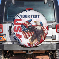 Custom USA Rugby Spare Tire Cover Powerful Eagle Grunge Brush Style - White - Wonder Print Shop