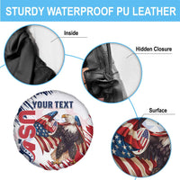 Custom USA Rugby Spare Tire Cover Powerful Eagle Grunge Brush Style - White - Wonder Print Shop