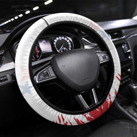 USA Rugby Steering Wheel Cover Powerful Eagle Grunge Brush Style - White - Wonder Print Shop