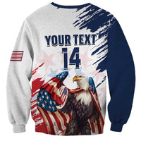 Custom USA Rugby Sweatshirt Powerful Eagle Grunge Brush Style - White - Wonder Print Shop