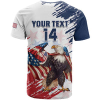 Custom USA Rugby T Shirt Powerful Eagle Grunge Brush Style - White - Wonder Print Shop