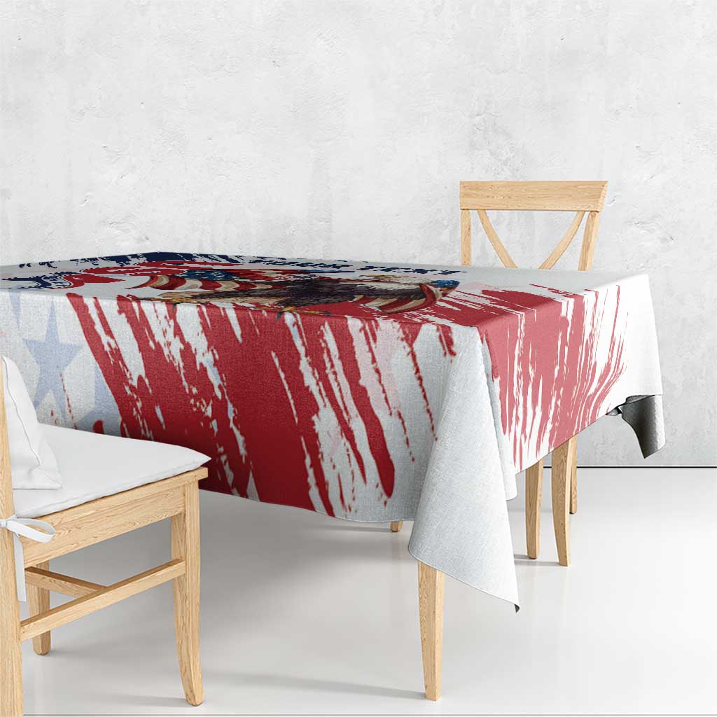 Custom USA Rugby Tablecloth Powerful Eagle Grunge Brush Style - White - Wonder Print Shop