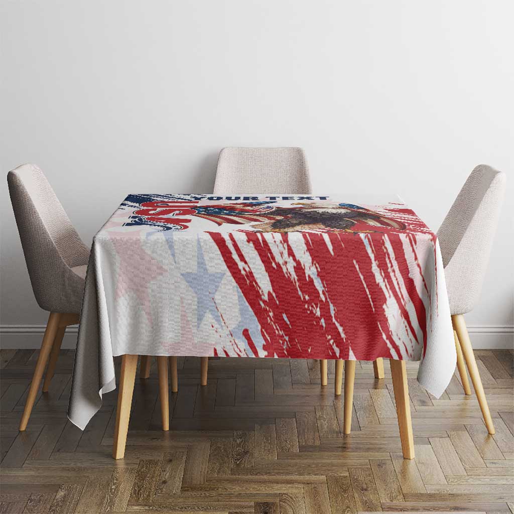 Custom USA Rugby Tablecloth Powerful Eagle Grunge Brush Style - White - Wonder Print Shop