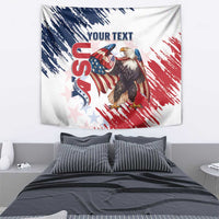 Custom USA Rugby Tapestry Powerful Eagle Grunge Brush Style - White - Wonder Print Shop