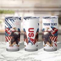 Custom USA Rugby Tumbler Cup Powerful Eagle Grunge Brush Style - White - Wonder Print Shop