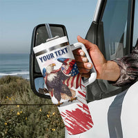 Custom USA Rugby Tumbler With Handle Powerful Eagle Grunge Brush Style - White - Wonder Print Shop