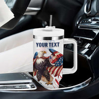 Custom USA Rugby Tumbler With Handle Powerful Eagle Grunge Brush Style - White - Wonder Print Shop