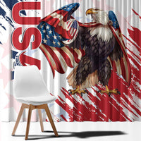 Custom USA Rugby Window Curtain Powerful Eagle Grunge Brush Style - White - Wonder Print Shop