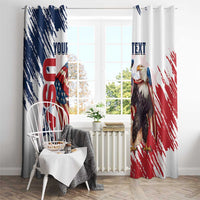 Custom USA Rugby Window Curtain Powerful Eagle Grunge Brush Style - White - Wonder Print Shop