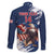 Custom USA Rugby Family Matching Short Sleeve Bodycon Dress and Hawaiian Shirt Powerful Eagle Grunge Brush Style - Blue - Wonder Print Shop