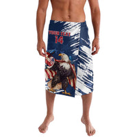 Custom USA Rugby Lavalava Powerful Eagle Grunge Brush Style - Blue - Wonder Print Shop