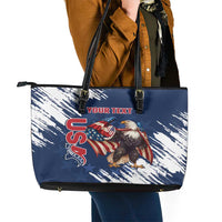Custom USA Rugby Leather Tote Bag Powerful Eagle Grunge Brush Style - Blue - Wonder Print Shop