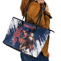 Custom USA Rugby Leather Tote Bag Powerful Eagle Grunge Brush Style - Blue - Wonder Print Shop