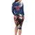 Custom USA Rugby Long Sleeve Bodycon Dress Powerful Eagle Grunge Brush Style - Blue - Wonder Print Shop