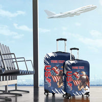 Custom USA Rugby Luggage Cover Powerful Eagle Grunge Brush Style - Blue - Wonder Print Shop