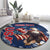 Custom USA Rugby Round Carpet Powerful Eagle Grunge Brush Style - Blue