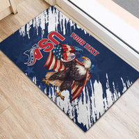 Custom USA Rugby Rubber Doormat Powerful Eagle Grunge Brush Style - Blue - Wonder Print Shop