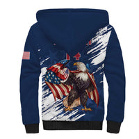 Custom USA Rugby Sherpa Hoodie Powerful Eagle Grunge Brush Style - Blue - Wonder Print Shop
