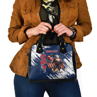 Custom USA Rugby Shoulder Handbag Powerful Eagle Grunge Brush Style - Blue