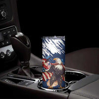 USA Rugby Skinny Tumbler Powerful Eagle Grunge Brush Style - Blue - Wonder Print Shop