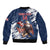 Custom USA Rugby Sleeve Zip Bomber Jacket Powerful Eagle Grunge Brush Style - Blue - Wonder Print Shop