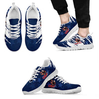 Personalized USA Rugby Sneakers Powerful Eagle Grunge Brush Style - Blue - Wonder Print Shop