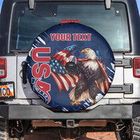Custom USA Rugby Spare Tire Cover Powerful Eagle Grunge Brush Style - Blue - Wonder Print Shop