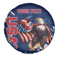 Custom USA Rugby Spare Tire Cover Powerful Eagle Grunge Brush Style - Blue - Wonder Print Shop