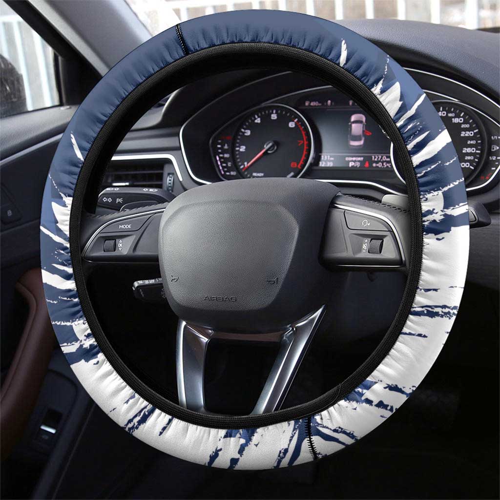 USA Rugby Steering Wheel Cover Powerful Eagle Grunge Brush Style - Blue - Wonder Print Shop