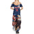 Custom USA Rugby Summer Maxi Dress Powerful Eagle Grunge Brush Style - Blue - Wonder Print Shop