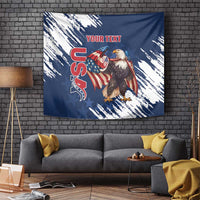 Custom USA Rugby Tapestry Powerful Eagle Grunge Brush Style - Blue - Wonder Print Shop
