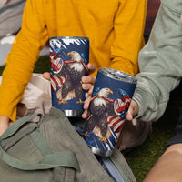 USA Rugby Tumbler Cup Powerful Eagle Grunge Brush Style - Blue - Wonder Print Shop