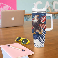 USA Rugby Tumbler With Handle Powerful Eagle Grunge Brush Style - Blue - Wonder Print Shop