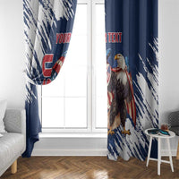 Custom USA Rugby Window Curtain Powerful Eagle Grunge Brush Style - Blue - Wonder Print Shop