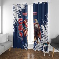 Custom USA Rugby Window Curtain Powerful Eagle Grunge Brush Style - Blue - Wonder Print Shop