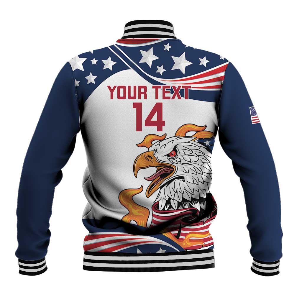 Custom USA Rugby Sevens Baseball Jacket Go Eagles Flag Style - Wonder Print Shop