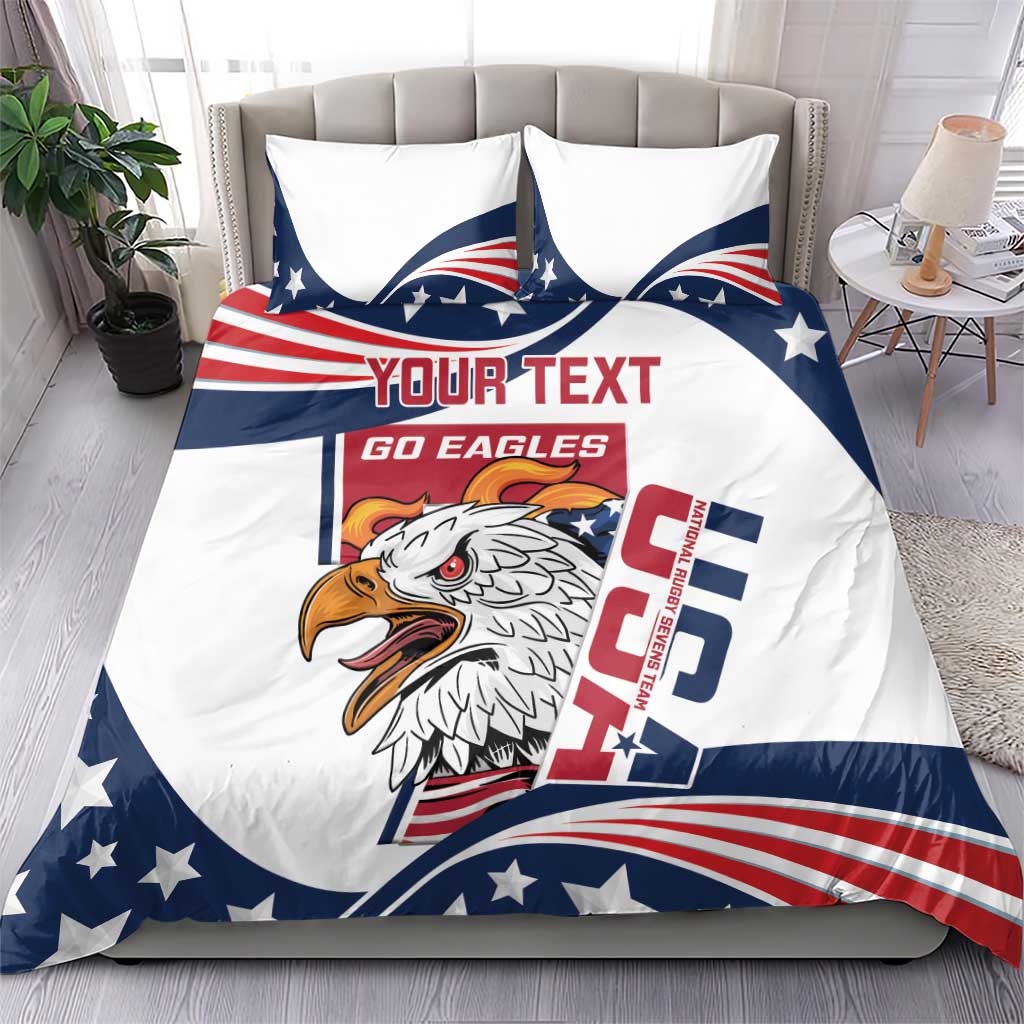 Custom USA Rugby Sevens Bedding Set Go Eagles Flag Style - Wonder Print Shop
