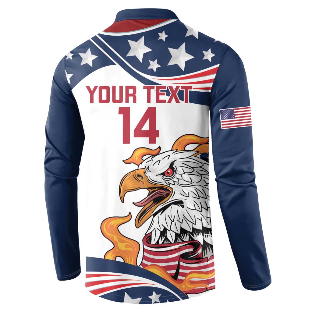 Custom USA Rugby Sevens Button Sweatshirt Go Eagles Flag Style - Wonder Print Shop