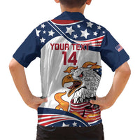Custom USA Rugby Sevens Family Matching Off Shoulder Maxi Dress and Hawaiian Shirt Go Eagles Flag Style - Wonder Print Shop