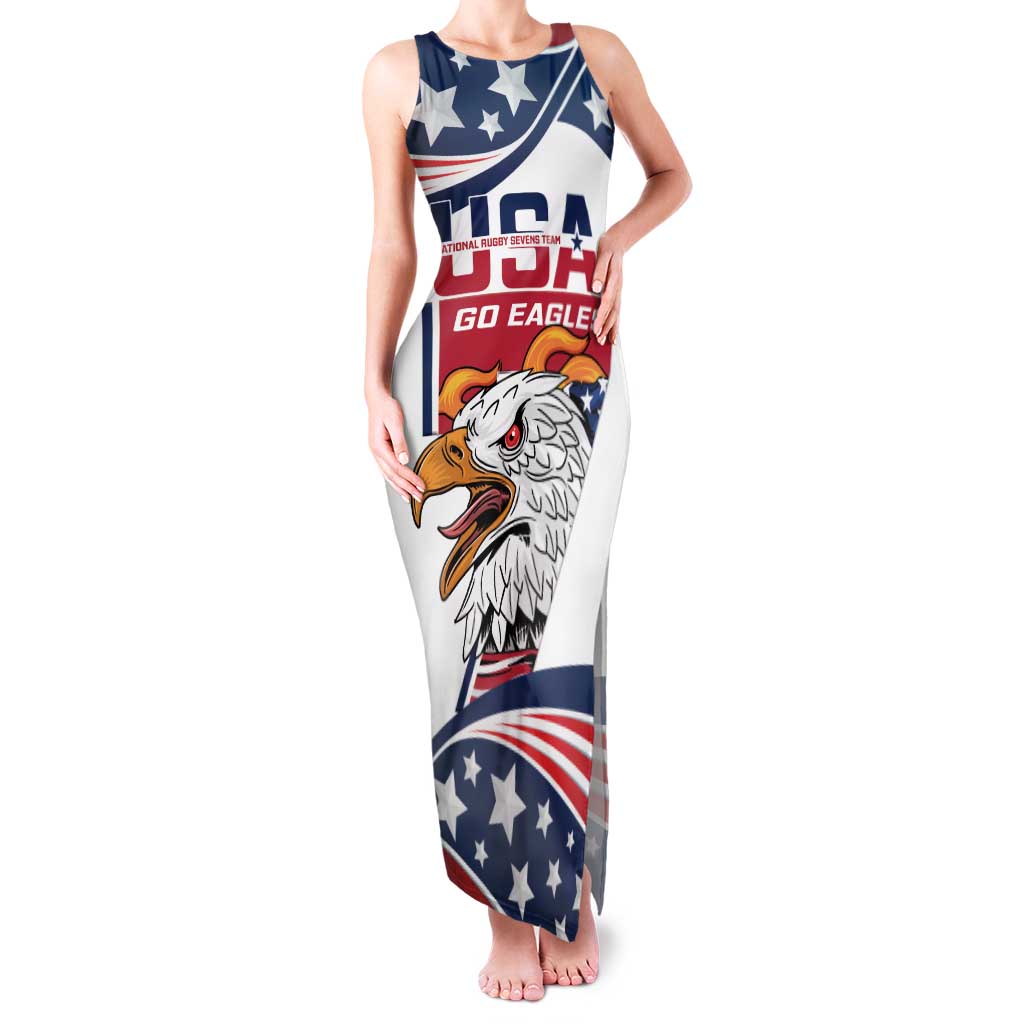 Custom USA Rugby Sevens Family Matching Tank Maxi Dress and Hawaiian Shirt Go Eagles Flag Style - Wonder Print Shop