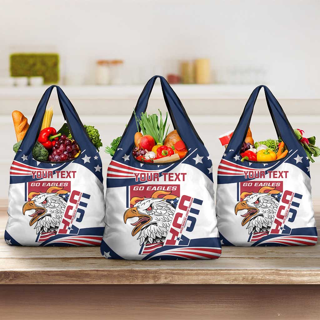 Custom USA Rugby Sevens Grocery Bag Go Eagles Flag Style