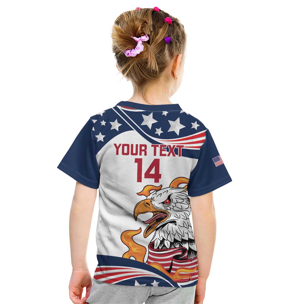 Custom USA Rugby Sevens Kid T Shirt Go Eagles Flag Style - Wonder Print Shop