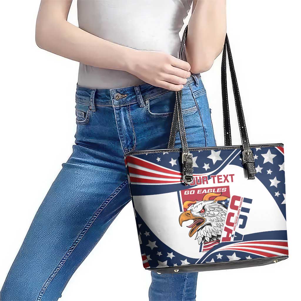 Custom USA Rugby Sevens Leather Tote Bag Go Eagles Flag Style - Wonder Print Shop