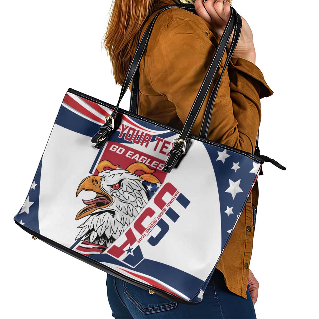 Custom USA Rugby Sevens Leather Tote Bag Go Eagles Flag Style - Wonder Print Shop